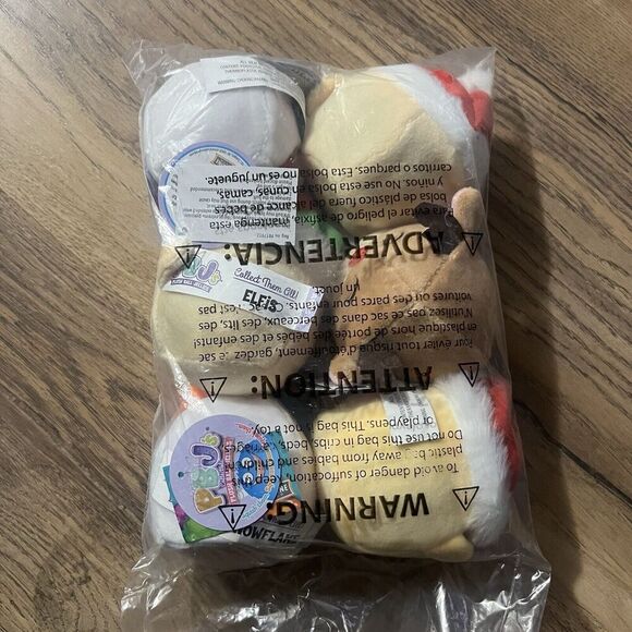 6 Pack Plush Ball Jellies NWT Squeeze christmas Santa PBJ Squish Elf Reindeer - Picture 2 of 4